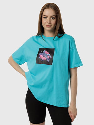 Жіноча футболка оверсайз S блакитний Dias ЦБ-00218098 | 6841707