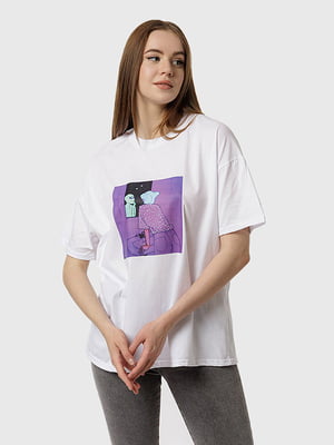 Жіноча футболка оверсайз S білий Dias ЦБ-00218100 | 6841709