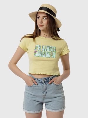 Жіноча коротка футболка XL жовтий Busem ЦБ-00219042 | 6841734