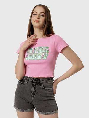 Жіноча коротка футболка L рожевий Busem ЦБ-00219043 | 6841735