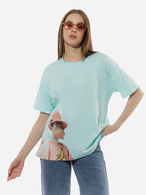 Жіноча футболка оверсайз S бірюзовий Yuki ЦБ-00219236 | 6841757