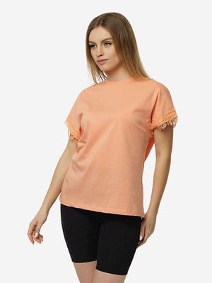 Жіноча футболка слім S персиковий Crep ЦБ-00216945 | 6841804