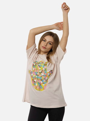 Жіноча футболка регуляр S пудровий Crep ЦБ-00216947 | 6841806