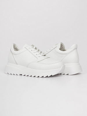 Шкіряні білі кросівки зі структурною підошвою | 6842647
