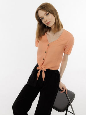 Жіноча сорочка з коротким рукавом S персиковий TubaExport ЦБ-00219063 | 6842783