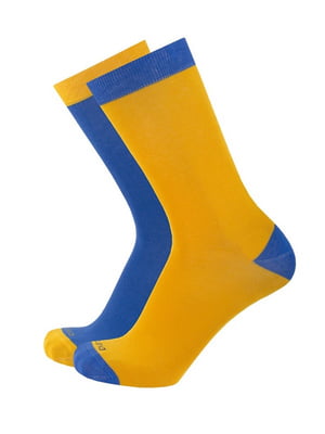 Набір шкарпеток жовто-сині демісезонні бавовняні (2 пари) | 6845753