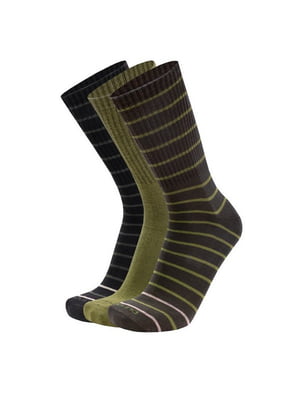 Набір шкарпеток кольору хакі демісезонних бавовняних (3 пари) | 6845762