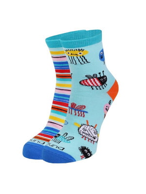 Набір шкарпеток демісезонних синіх з принтом (2 пари) | 6845769