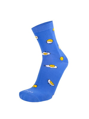 Шкарпетки блакитні в принт демісезонні бавовняні | 6845813