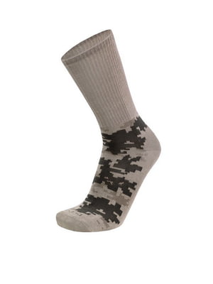 Шкарпетки сіро-бежеві з принтом бавовняні | 6845843