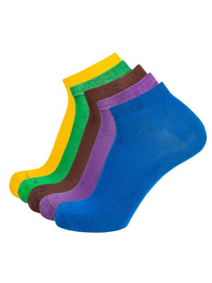 Набір з 5-ти пар шкарпеток різнокольорових демісезонних укорочених | 6845891