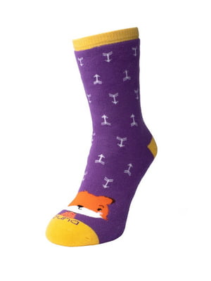 Шкарпетки фіолетові зимові в принт | 6845992