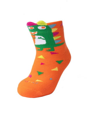Шкарпетки оранжеві зимові в принт | 6845997