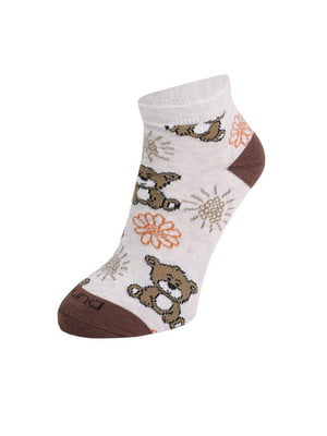 Шкарпетки короткі сіро-бежеві "Ведмедики" | 6846051