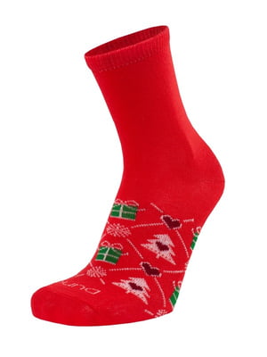 Шкарпетки новорічні бавовняні червоні | 6846057