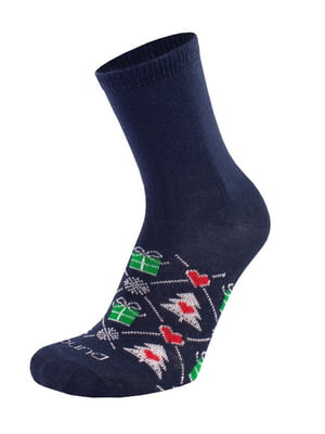 Шкарпетки новорічні бавовняні темно-сині | 6846058