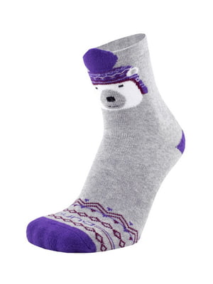 Шкарпетки світло-сірі махрові з силіконом на стопі | 6846059