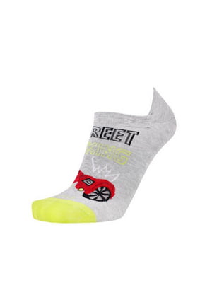 Шкарпетки світло-сірі з бавовни з принтом | 6846081