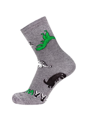 Шкарпетки темно-сірі бавовняні з принтом | 6846083
