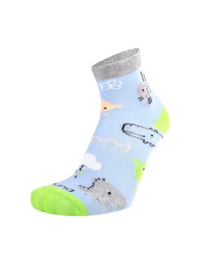Шкарпетки світло-блакитні бавовняні в принт | 6846092