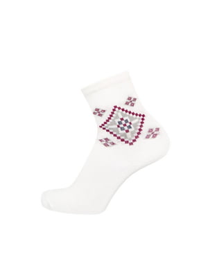 Шкарпетки бавовняні білі з принтом | 6846351