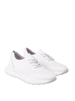 Білі шкіряні кросівки на шнурівці | 6846989