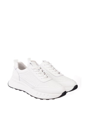 Білі шкіряні кросівки на шнурівці | 6847008