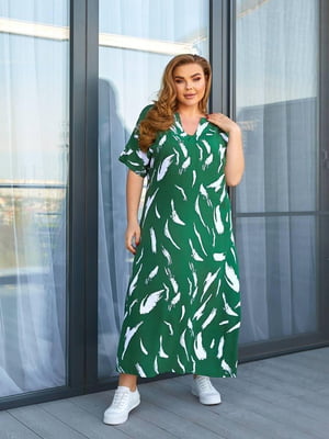 Довга зелена сукня вільного фасону | 6847029