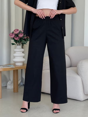 Чорні льняні штани-палаццо  Торіо  | 6847114