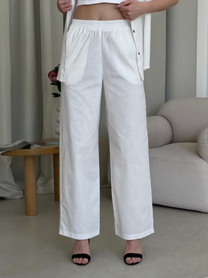 Білі льняні штани-палаццо  Торіо  | 6847115