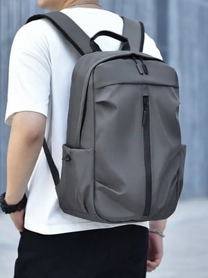 Сірий  рюкзак на одне відділення з двома додатковими кишенями (44*30*13 см) | 6847375