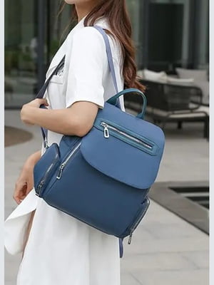 Синій  рюкзак на одне відділення з двома додатковими кишенями (32*28*10 см) | 6847384