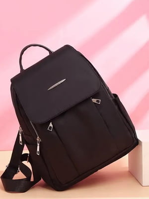 Чорний рюкзак на одне відділення з кишенями на передній і задній стороні (34*27*12 см) | 6847388