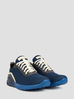 Текстильные синие кроссовки на шнуровке | 6847655