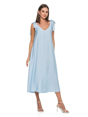 Блакитна сукня А-силуету з зав’язками на плечах | 6831808