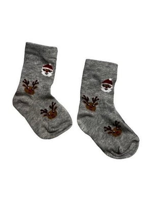 Сірі шкарпетки з принтом “Санта” | 6847808