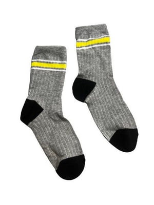 Сірі шкарпетки з жовтими смужками | 6847892