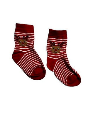 Шкарпетки червоні в смужку з малюнком | 6848059