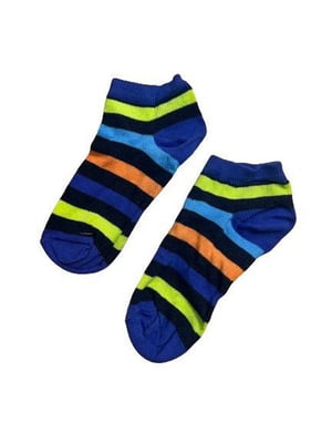 Сині шкарпетки в різнокольорову смужку | 6848071