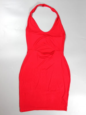 Червона сукня-футляр з відкритою спиною  та вирізом спереду | 6848192