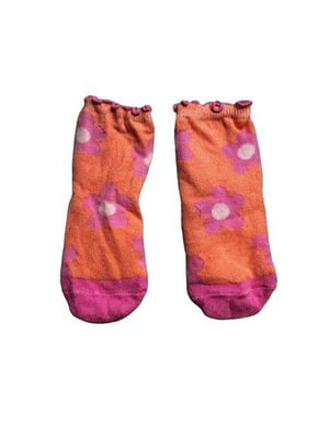 Шкарпетки помаранчево-рожеві з квітковим малюнком | 6848214