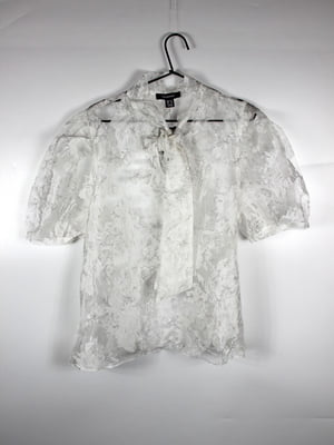 Блуза напівпрозора сіра з принтом | 6848230