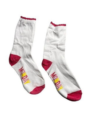 Шкарпетки біло-червоні з написом | 6848265