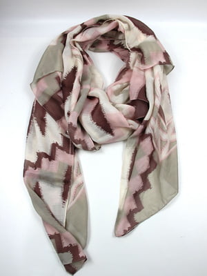 Сіро-рожевий шарф в принт | 6848311