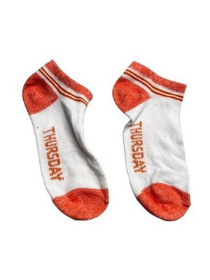 Біло-помаранчеві короткі шкарпетки з малюнком | 6848326