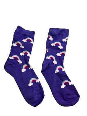 Шкарпетки синьо-бузкові з малюнком “Веселка” | 6848437