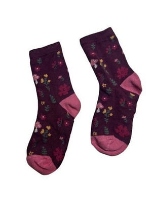 Бордові шкарпетки в квітковий принт | 6848464