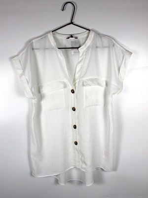 Блузка з кишенями біла | 6848528