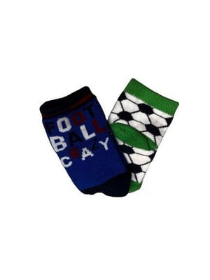Набір зелено-синіх шкарпеток на футбольну тематику (2 пари) | 6848836