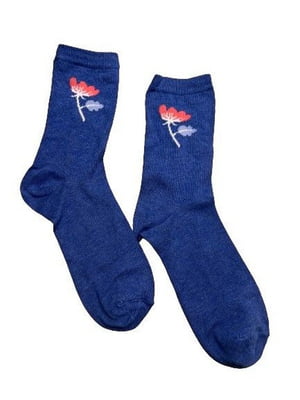 Сині шкарпетки з квітковим малюнком | 6848899